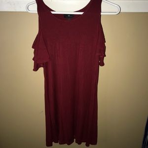 maroon T-shirt dress